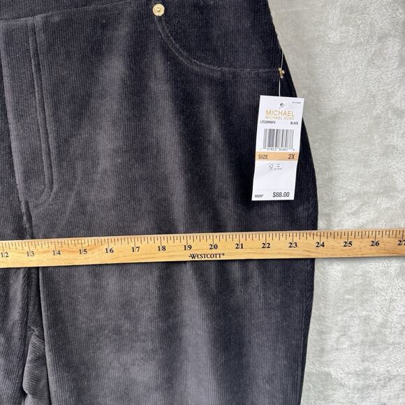 MICHAEL KORS NEW Corduroy Pull On Pants Women 2X Black High Rise Straight Ankle - Picture 8 of 13